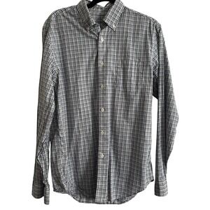 J.CREW Men's Long Sleeve Cotton Light Weight Blue Gray Plaid Shirt Size Medium‎